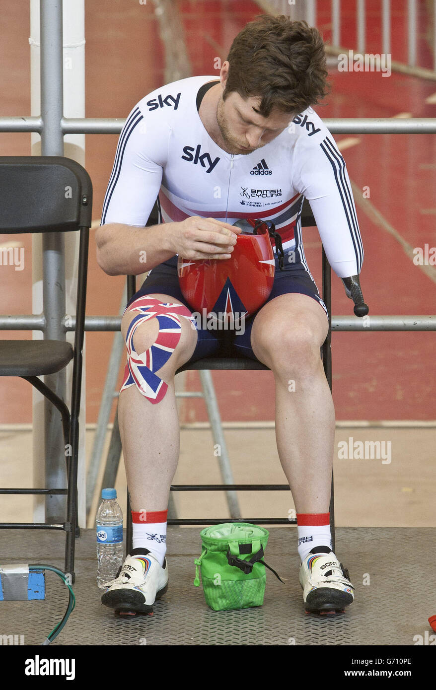 Le Jon-Allan Butterworth de Grande-Bretagne pendant la deuxième journée des Championnats du monde de piste de parachutides UCI au Vélodrome du Bicentenaire Aguascalientes, Aguascalientes, Mexique. Banque D'Images