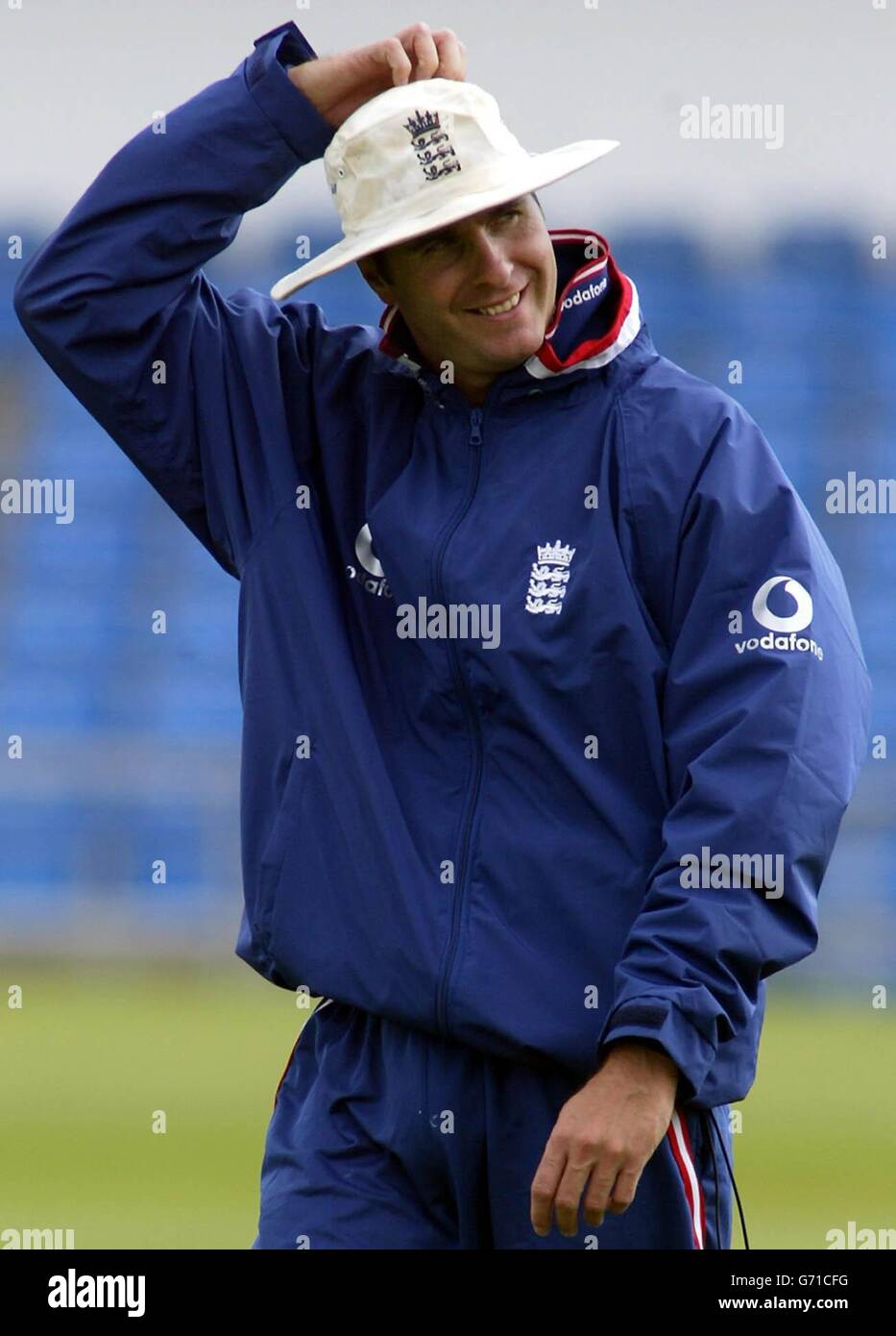 Capitaine anglais michael vaughan pendant les filets au terrain de