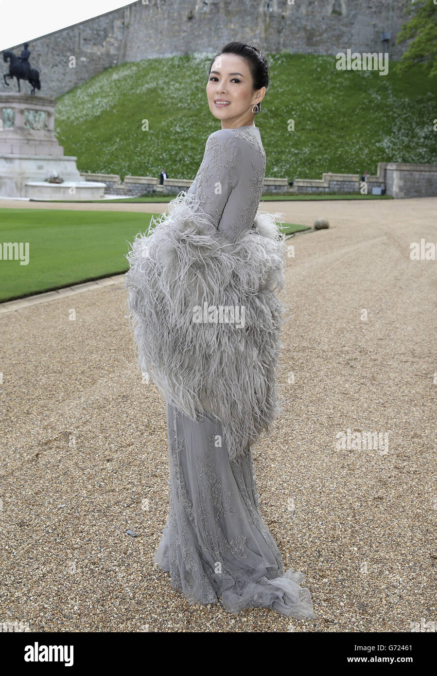 Zhang Ziyi arrive pour un dîner pour célébrer le travail du Royal Marsden, organisé par le duc de Cambridge au château de Windsor. Banque D'Images