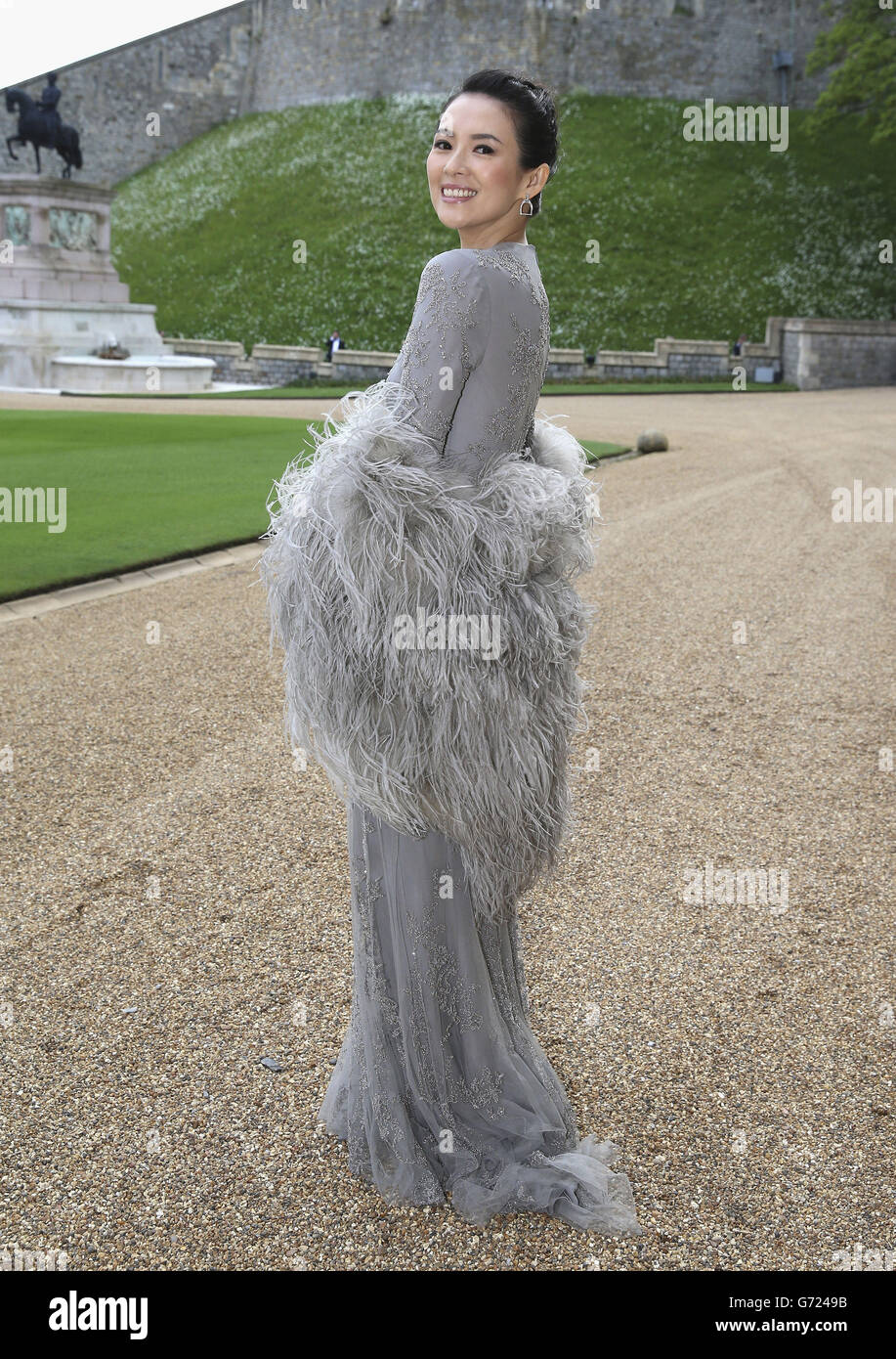 Zhang Ziyi arrive pour un dîner pour célébrer le travail du Royal Marsden, organisé par le duc de Cambridge au château de Windsor. Banque D'Images
