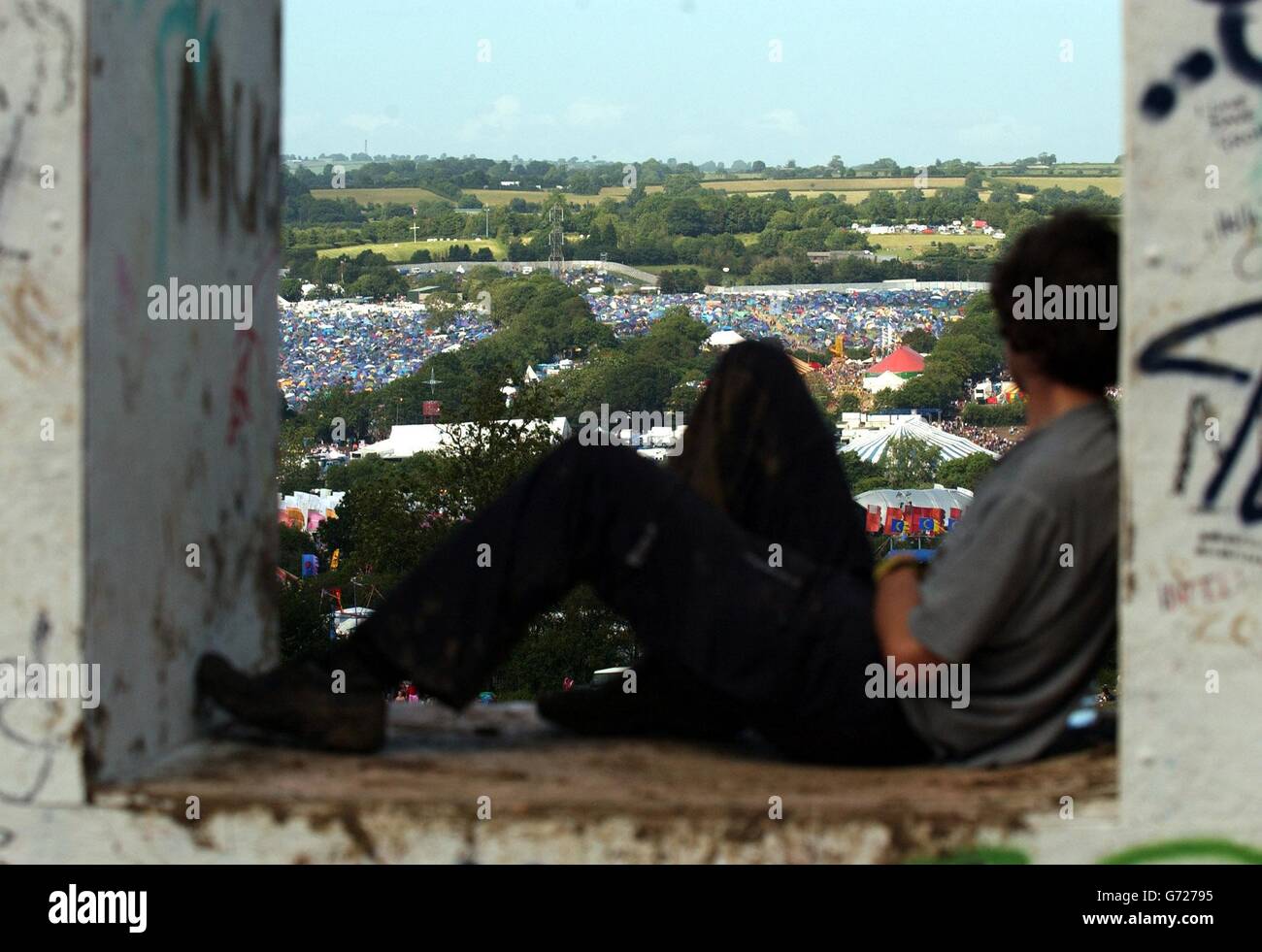 Festival de Glastonbury 2004. Vue sur le festival de Glastonbury dans le Somerset. Banque D'Images