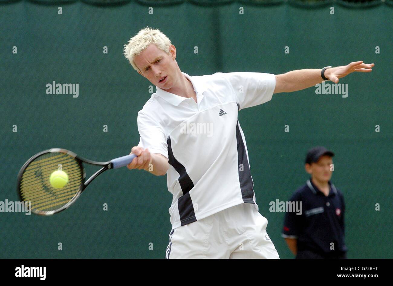 Jonathan Marray - Nottingham Open.Jonathan Marray, en Grande-Bretagne, revient à l'avance à Wayne Arthurs, en Australie, lors de son premier match au Nottingham Open. Banque D'Images