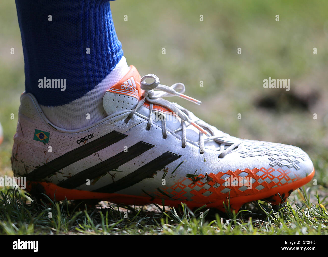 Football - Barclays Premier League - Cardiff City / Chelsea - Cardiff City Stadium.Gros plan sur une chaussure de football Adidas Banque D'Images