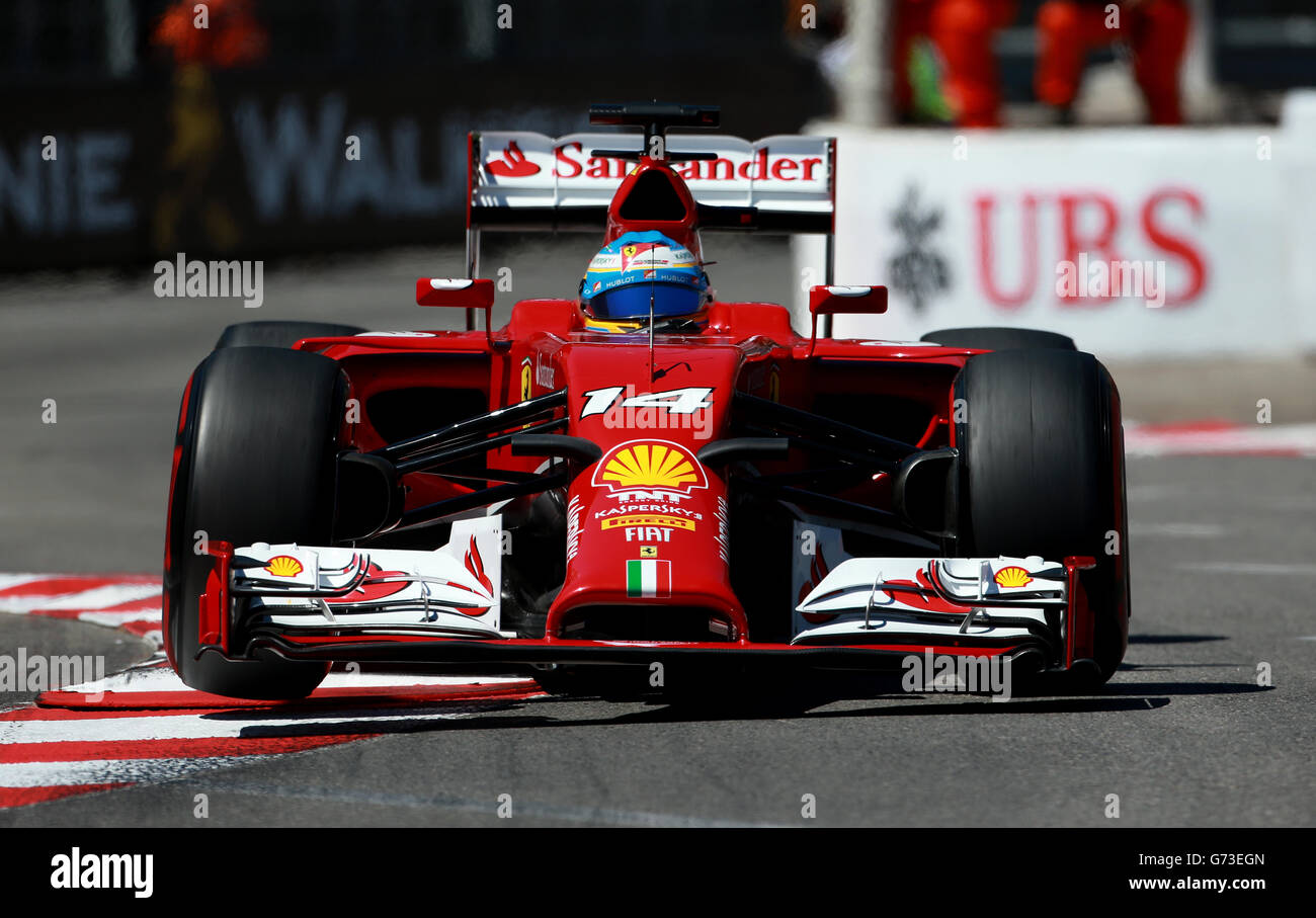 Courses automobiles - Championnat du monde de Formule 1 - Grand Prix de Monaco 2014 - qualification - circuit de Monaco.Fernando Alonso de Ferrari lors de la qualification au Grand Prix de Monaco 2014 au circuit de Monaco, Monte Carlo, Monaco. Banque D'Images