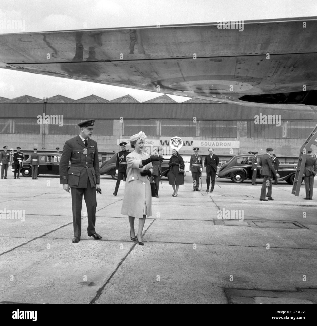 La princesse Margaret lors d'une visite à la station de commandement de la RAF Fihghter à Coltishall, Norfolk. Banque D'Images