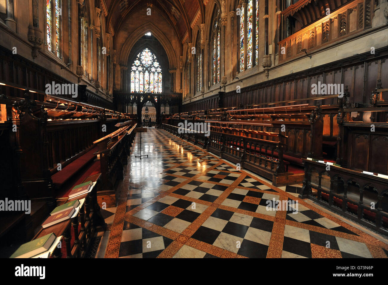 Université de Cambridge.Vue sur l'intérieur de la chapelle St John's College de Cambridge. Banque D'Images