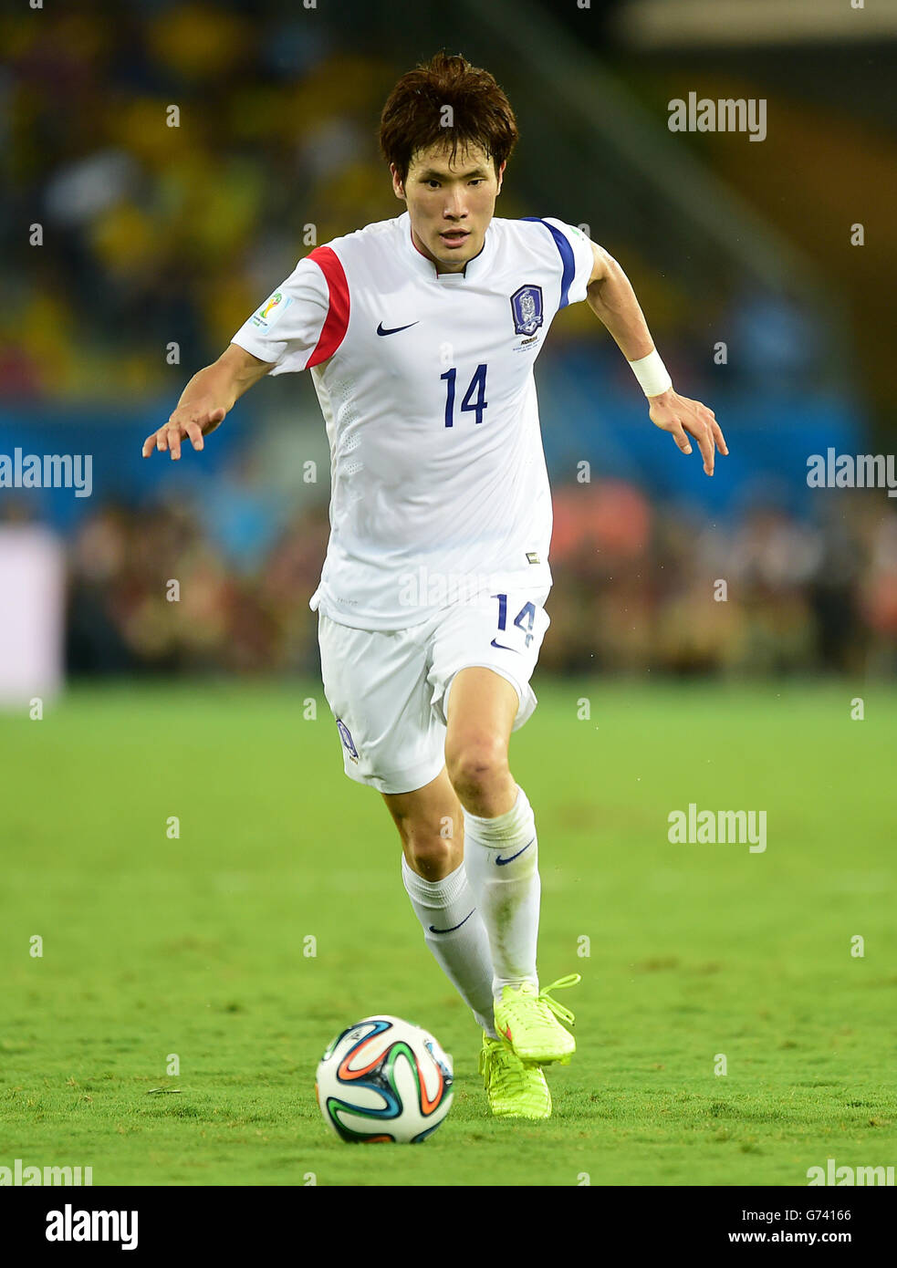 Football - coupe du monde de la FIFA 2014 - Groupe H - Russie / Corée du Sud - Arena Pantanal.Han Kook-Young, Corée du Sud Banque D'Images