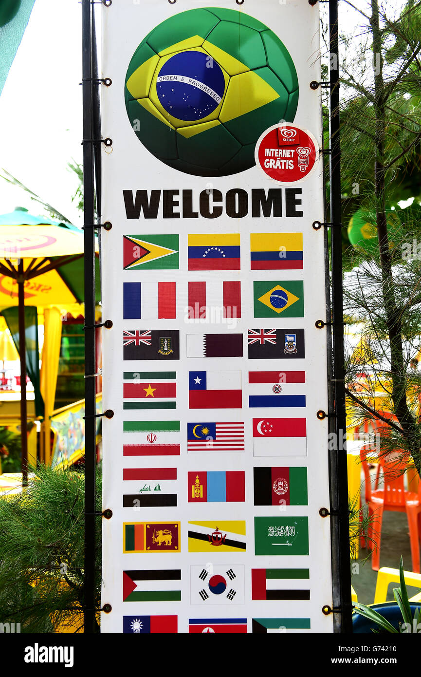 Football - coupe du monde de la FIFA 2014 - Groupe G - Allemagne / Ghana - Estadio Castelao. Un panneau de bienvenue dans les rues de Fortaleza Banque D'Images