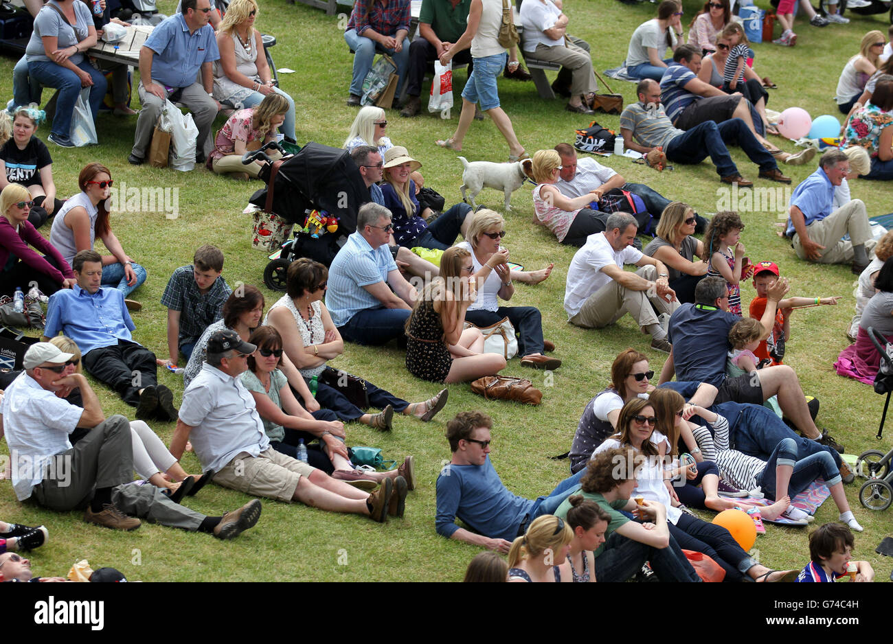 Les foules regardent des bovins primés au Royal Highland Show à Édimbourg. Banque D'Images