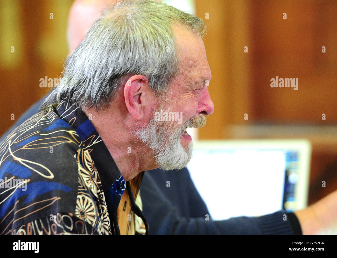 Terry Gilliam vu le premier jour des répétitions à Londres, pour leur nouveau spectacle Monty Python Live (principalement) qui se passe à l'O2 Arena de Londres les 1-5, 15, 16, 18-20 juillet. Banque D'Images