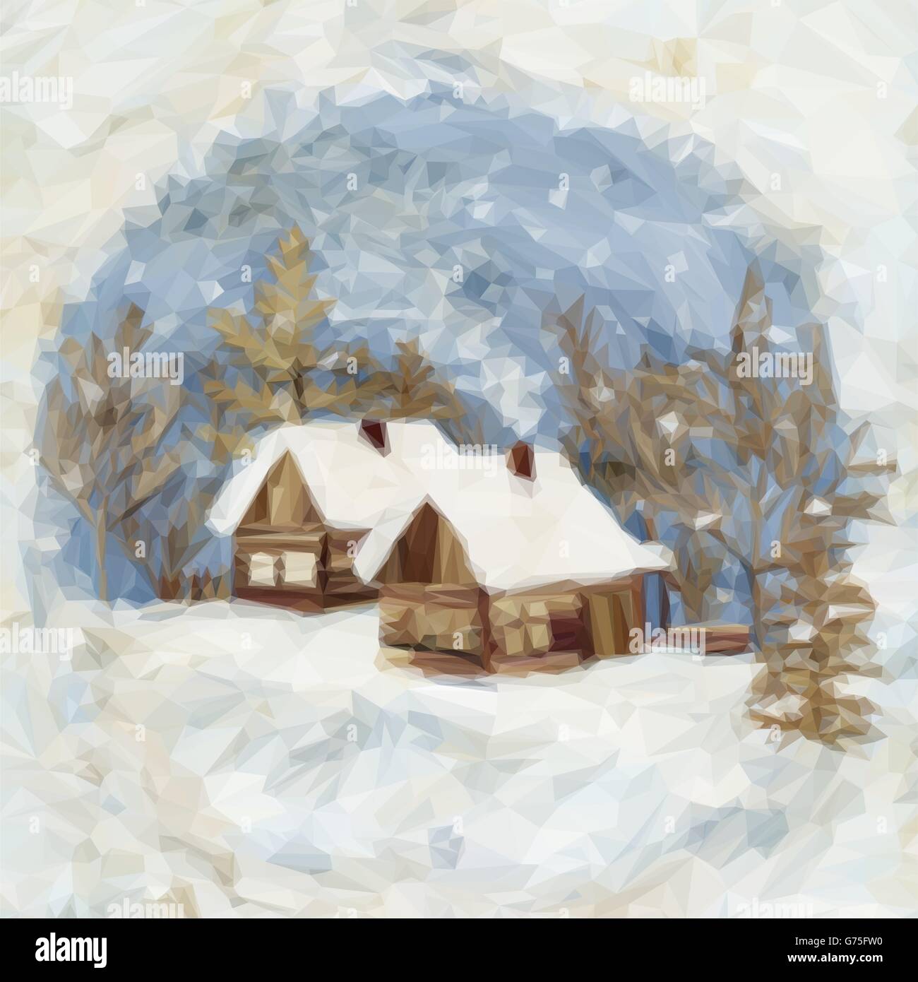 Paysage de Noël, Maisons de Village Illustration de Vecteur