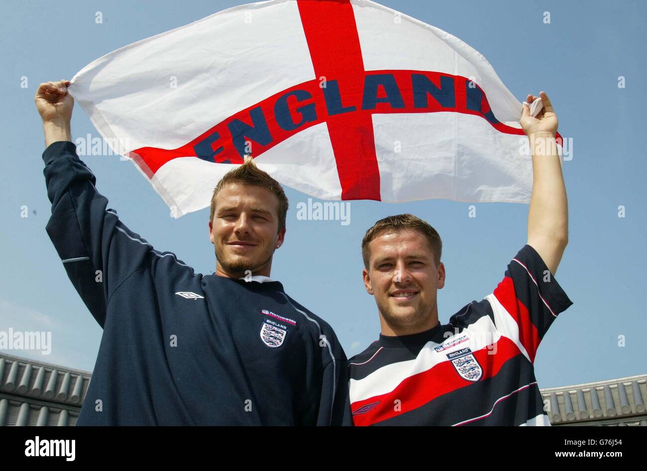 Angleterre squad Owen et Beckham Banque D'Images