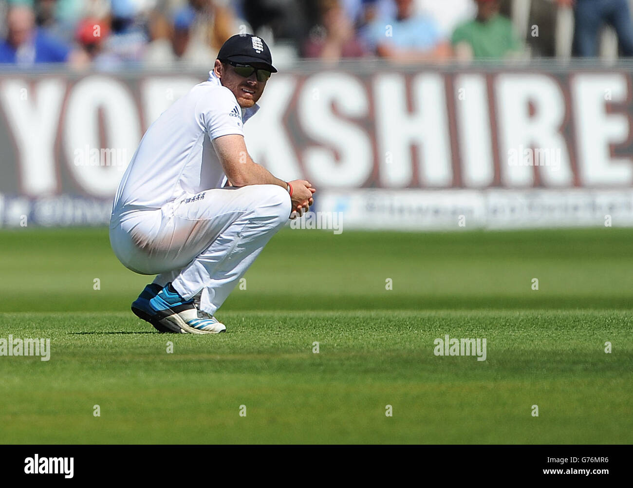 Ian Bell en Angleterre dans le champ contre l'Inde pendant le deuxième jour du premier match d'essai d'Investec à Trent Bridge, Nottingham. Banque D'Images