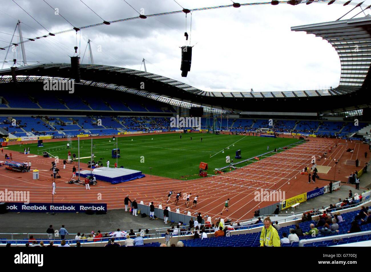 Vue générale du stade de la ville de Manchester, pendant les épreuves des Jeux de CommonWealth anglais. Banque D'Images