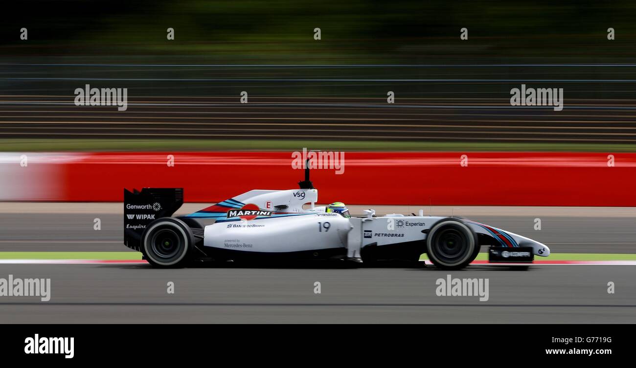Felipe Massa de Williams pendant les essais de mi-saison au circuit de Silverstone, à Towcester. Banque D'Images
