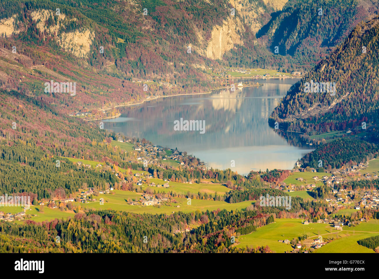Lake Grundlsee, Bad Aussee, Autriche, Styrie, Carinthie, Ausseerland-Salzkammergut Banque D'Images