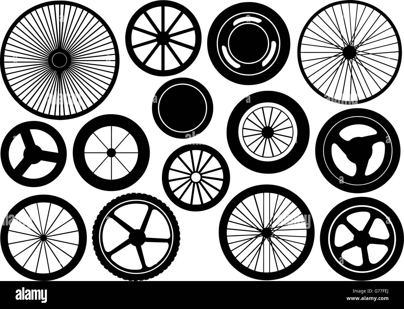 Ensemble de roues différentes Illustration de Vecteur