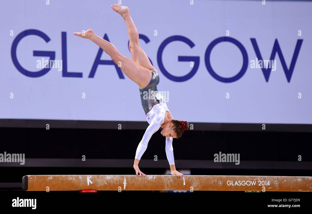 Ruby Harrold en Angleterre lors de la finale de l'équipe féminine de gymnastique artistique et de la qualification individuelle à SSE Hydro, lors des Jeux du Commonwealth de 2014 à Glasgow. Banque D'Images