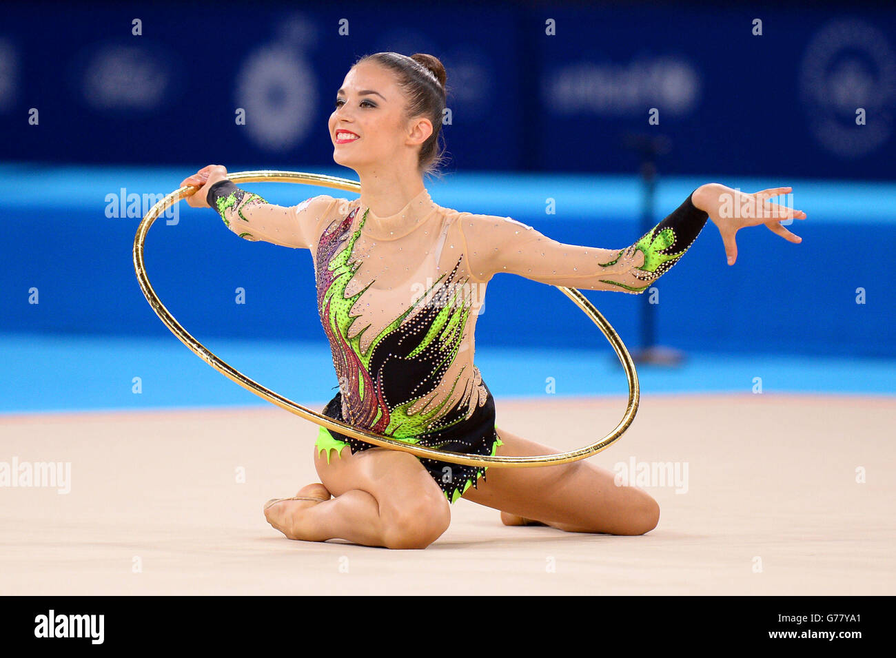 Laura Halford, du pays de Galles, participe à la finale All Round de gymnastique individuelle rythmique à l'Hydro SSE lors des Jeux du Commonwealth de 2014 à Glasgow. Banque D'Images