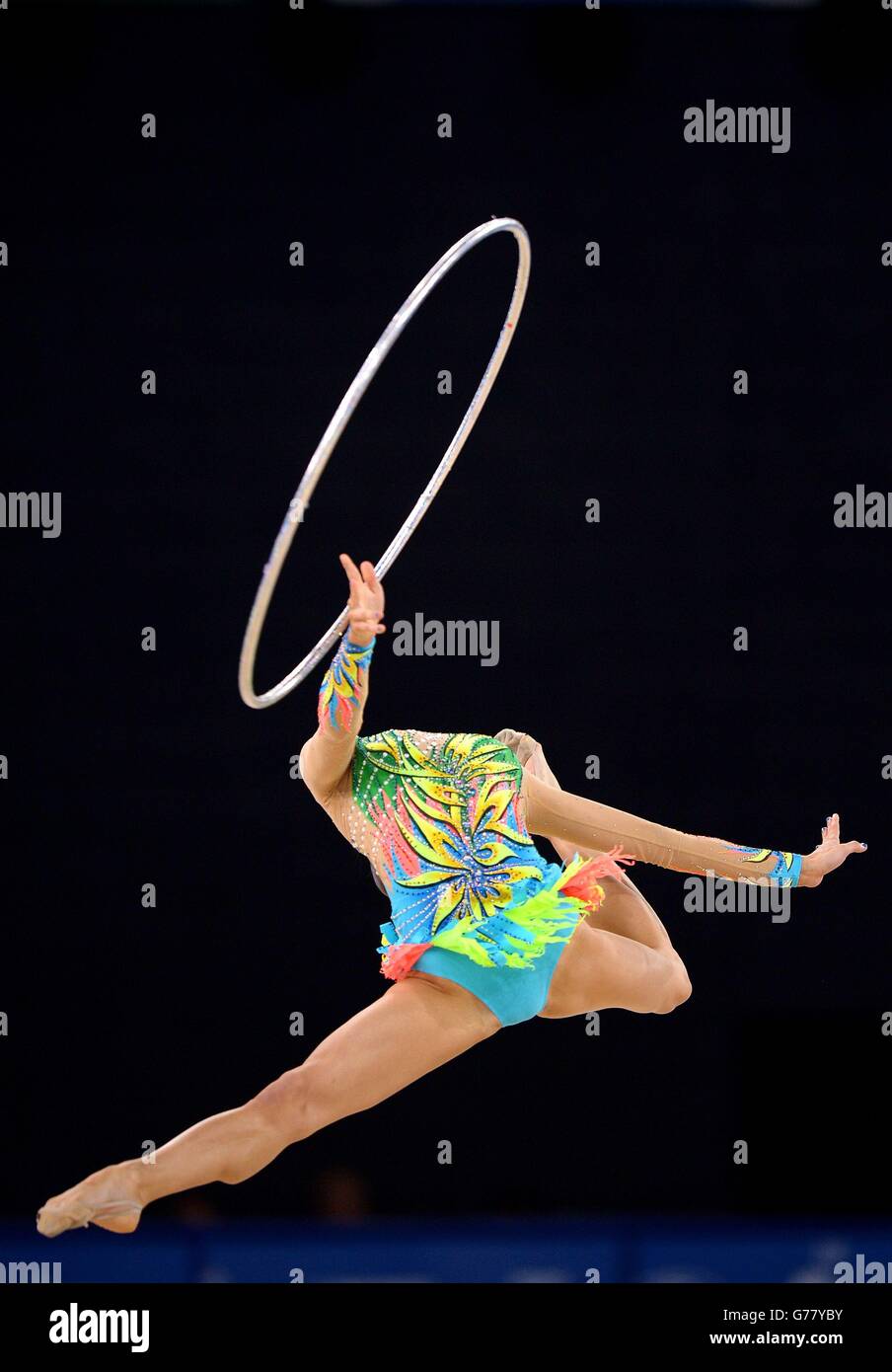 Danielle Prince, en Australie, participe à la finale de la gymnastique individuelle rythmique à SSE Hydro lors des Jeux du Commonwealth de 2014 à Glasgow. Banque D'Images