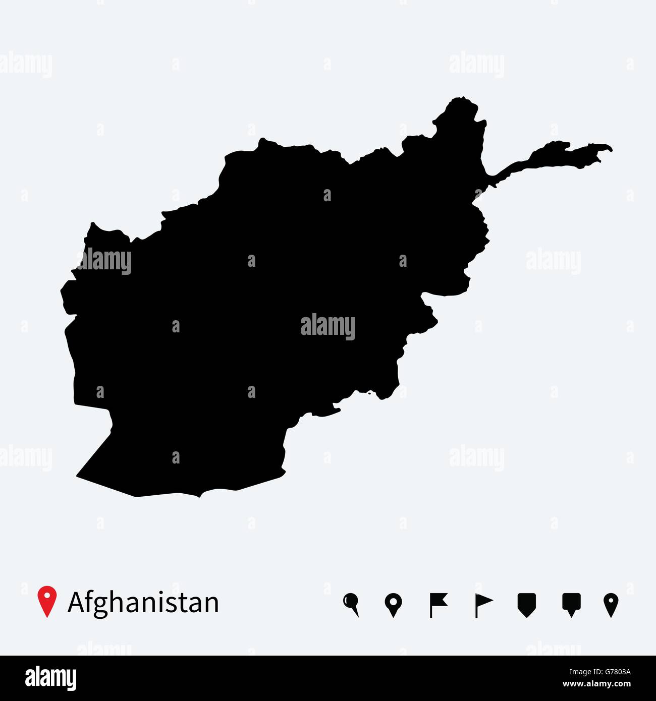 Carte vectorielle très détaillés de l'Afghanistan avec les axes de navigation. Illustration de Vecteur