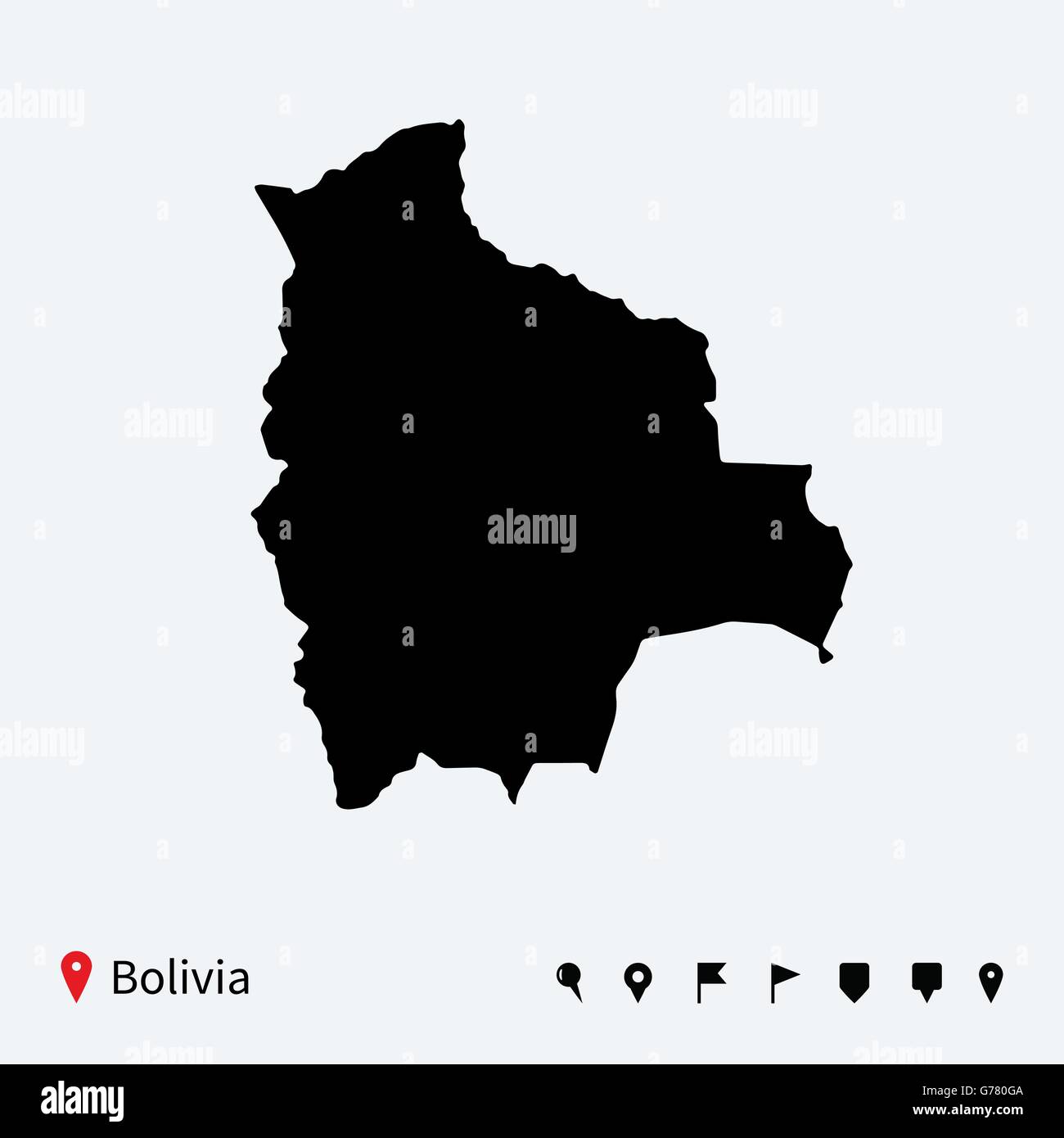 Carte vectorielle très détaillés de la Bolivie avec les axes de navigation. Illustration de Vecteur