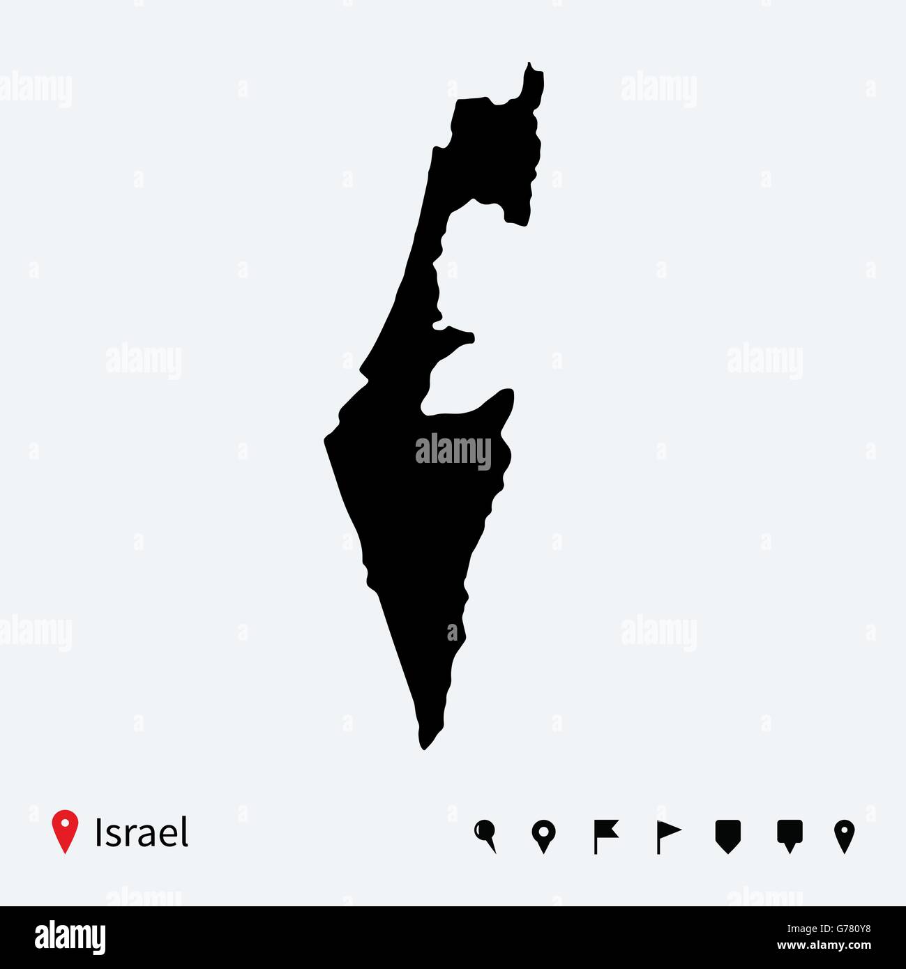 Carte vectorielle très détaillés d'Israël avec les axes de navigation. Illustration de Vecteur