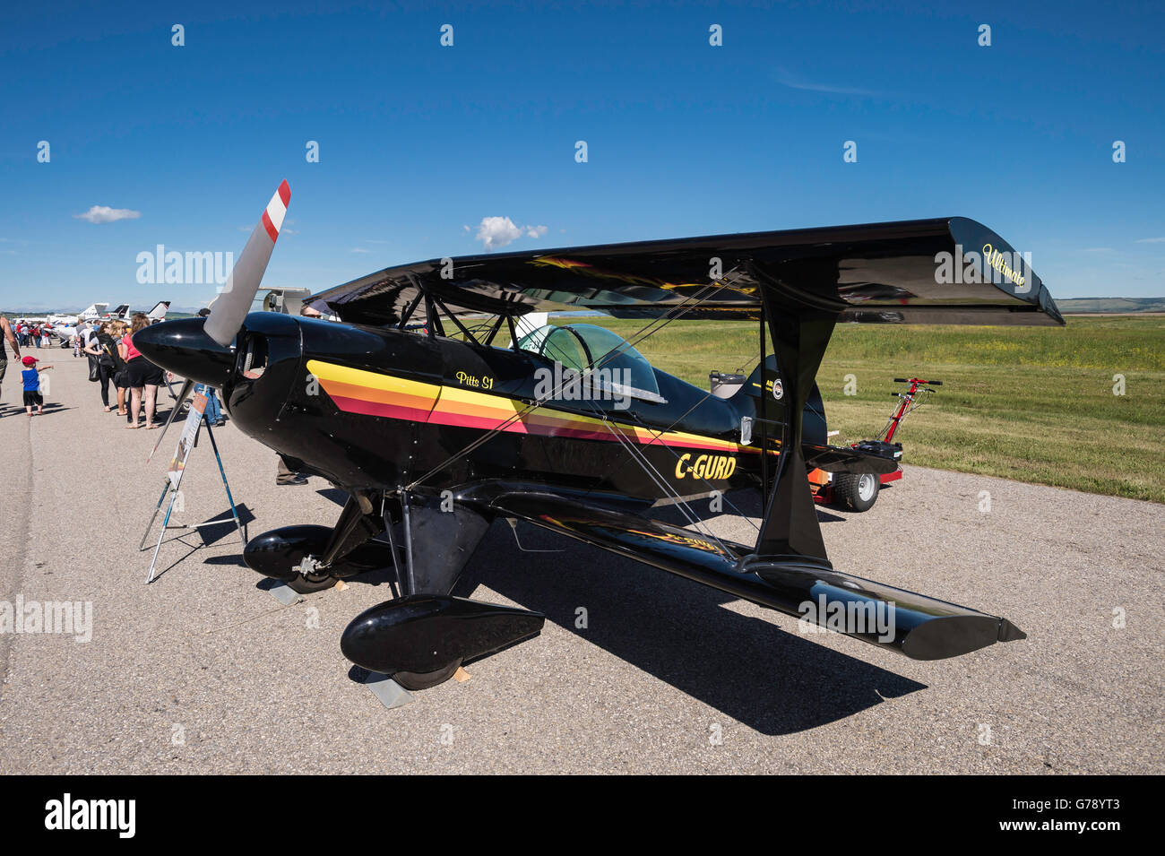 Pitts S1, Pitts Special light biplan acrobatique, envolées, Springbank Springbank Airshow, Alberta, Canada Banque D'Images