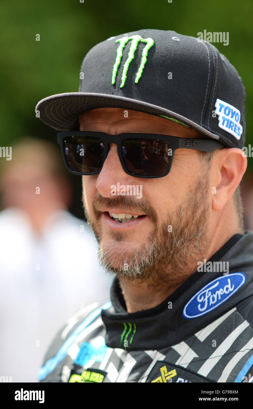 Ken Block au Goodwood Festival of Speed, Royaume-Uni, 2016. Pilote de rallye pour la division de courses de Hoonigan, anciennement connue sous le nom de Monster World Rally Team Banque D'Images