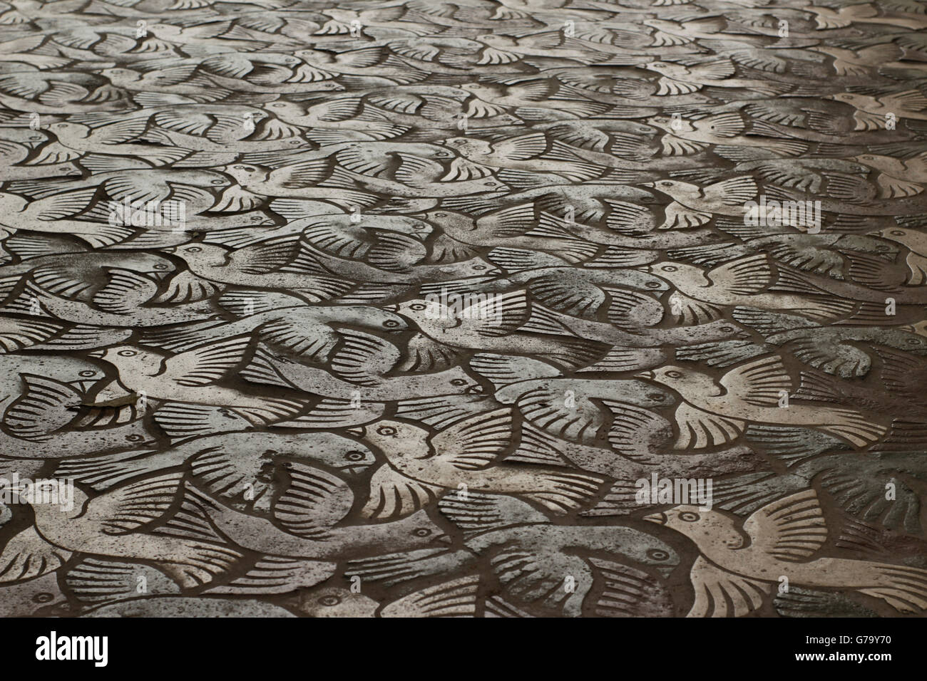Photographie d'un sol en mosaïque motif oiseaux Banque D'Images
