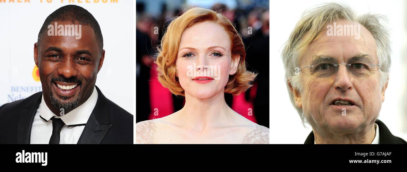 Photos de (de gauche) Idris Elba, Maxine Peake et Richard Dawkins. Banque D'Images