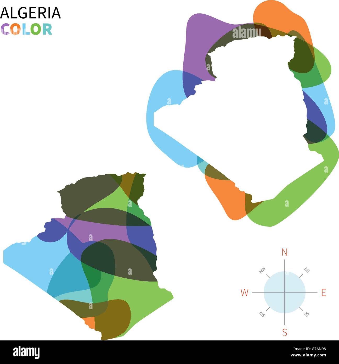 Abstract vector carte des couleurs de l'Algérie Illustration de Vecteur