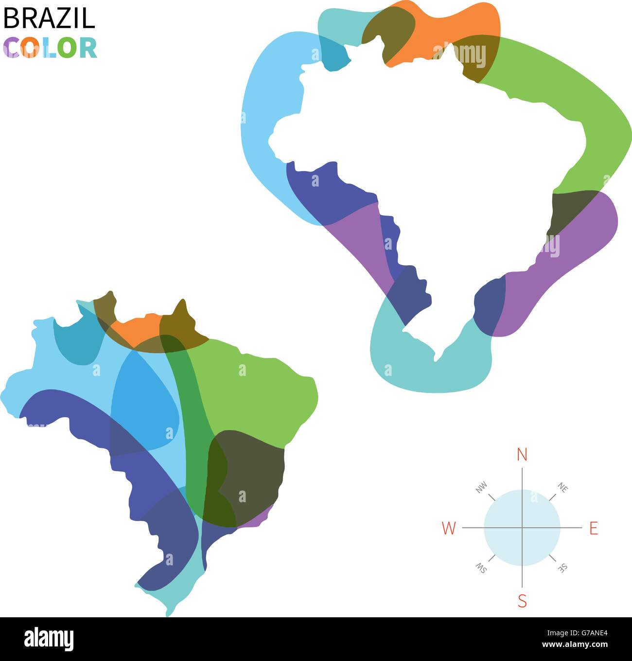 Abstract vector color carte du Brésil Illustration de Vecteur