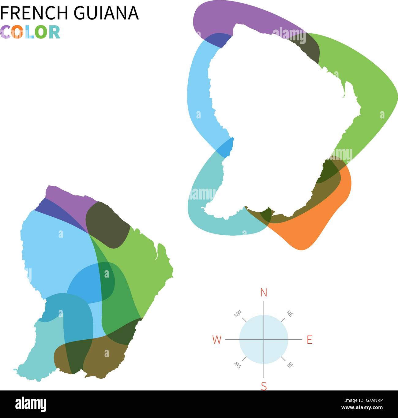 Abstract vector carte des couleurs de Guyane Illustration de Vecteur