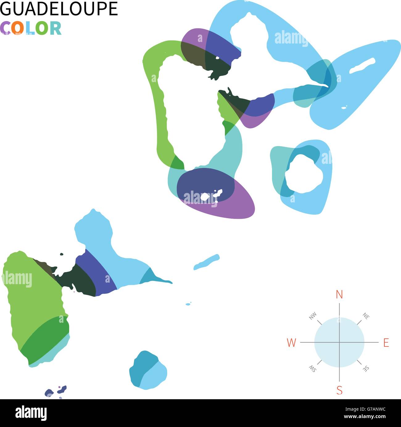 Abstract vector carte des couleurs de la Guadeloupe Illustration de Vecteur