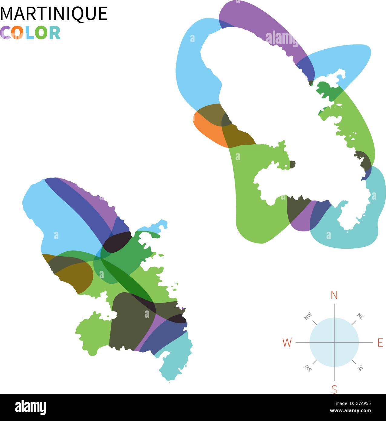 Abstract vector carte des couleurs de Martinique Illustration de Vecteur