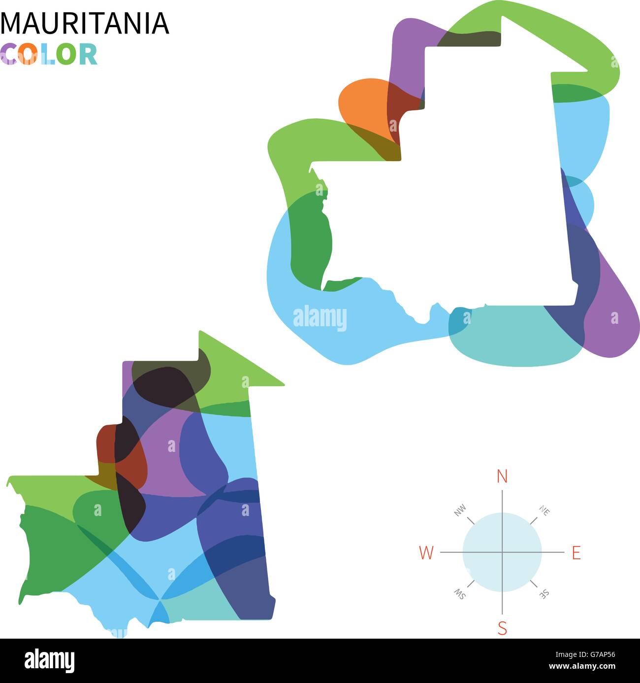 Abstract vector carte des couleurs de la Mauritanie Illustration de Vecteur