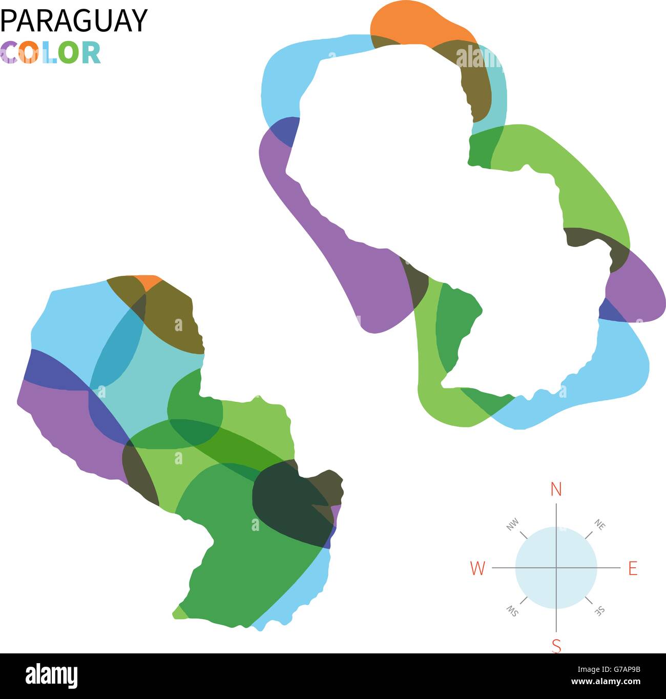 Abstract vector carte des couleurs de Paraguay Illustration de Vecteur