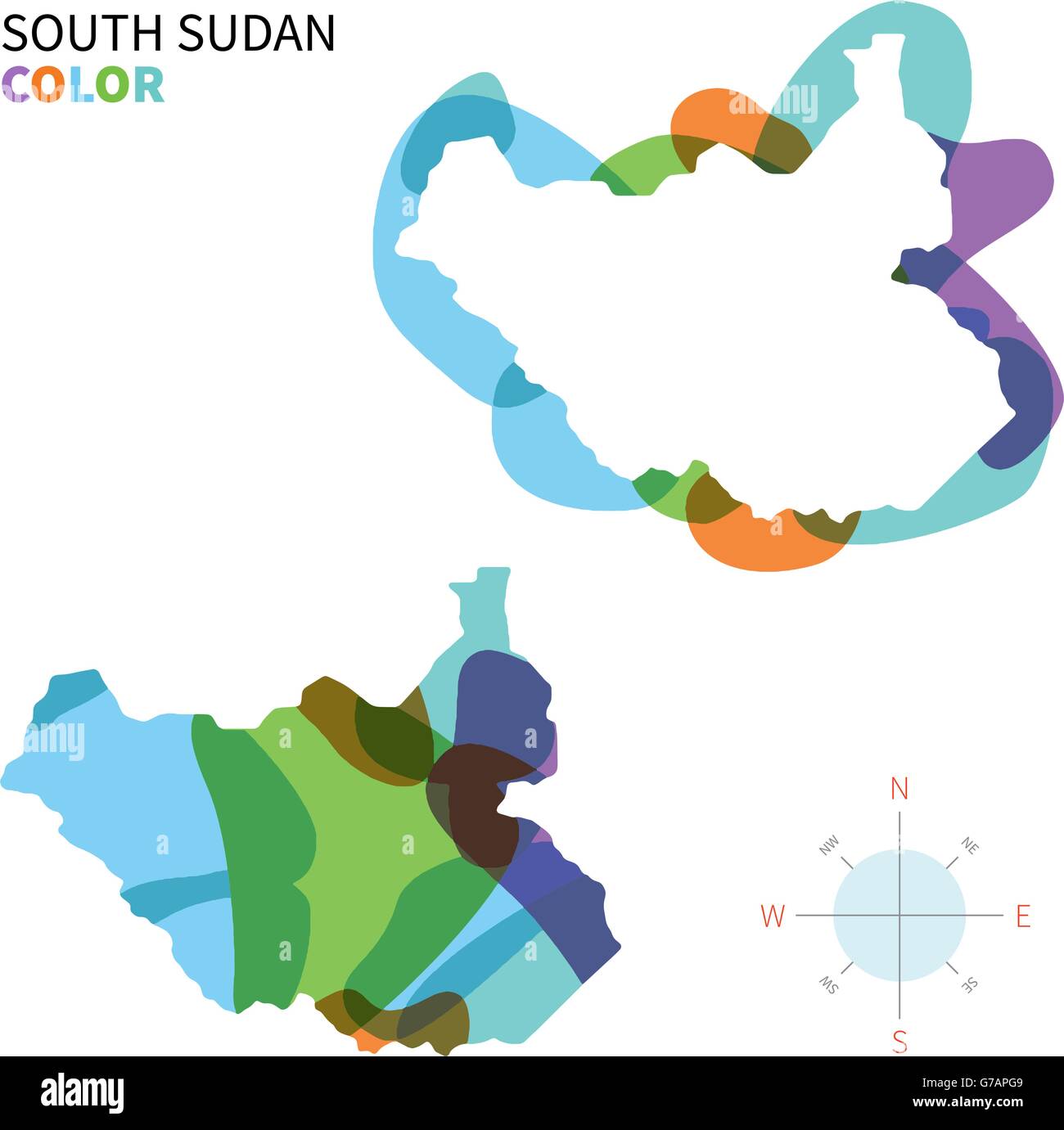 Abstract vector map couleur du Soudan du Sud Illustration de Vecteur