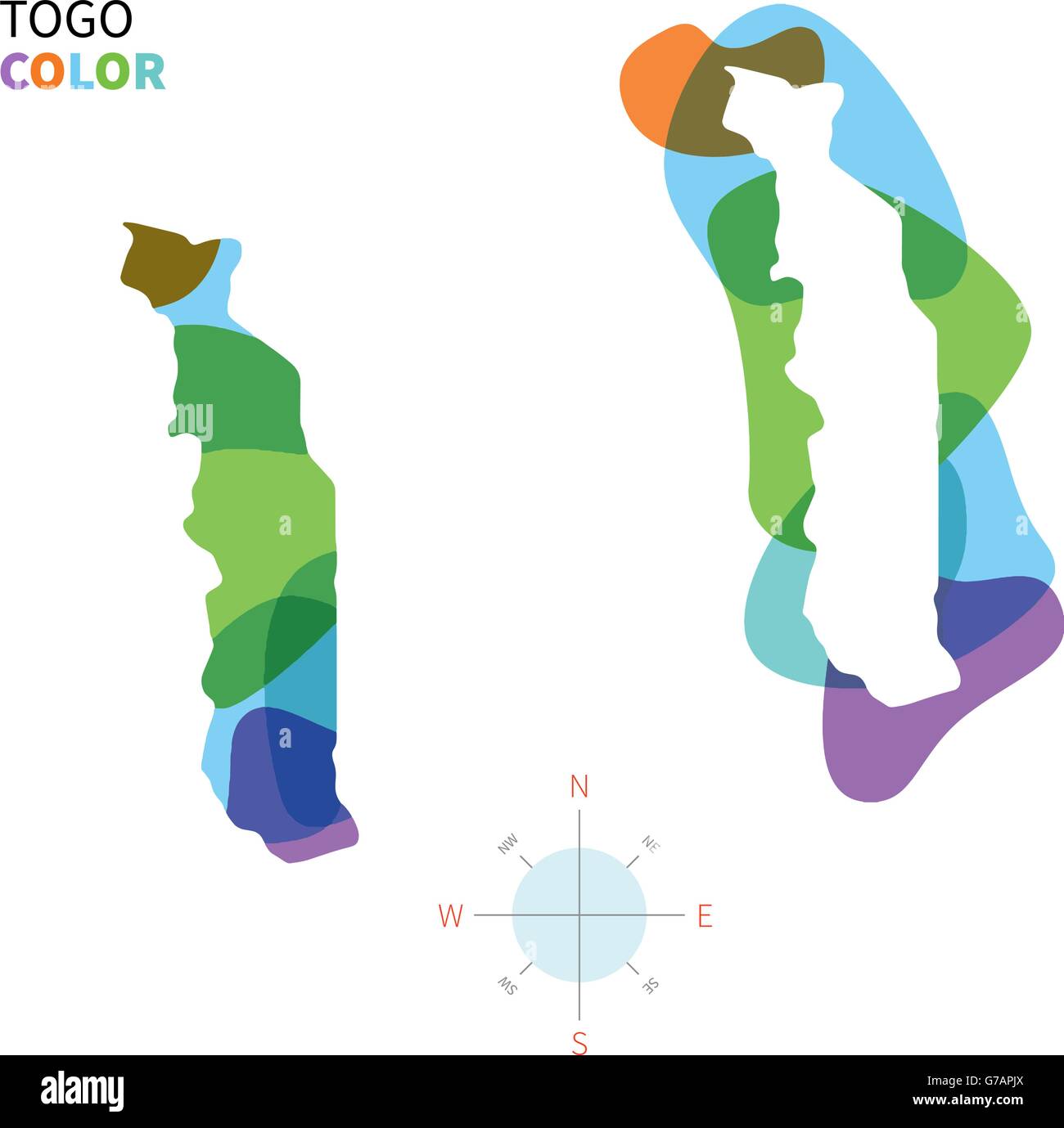 Abstract vector carte des couleurs de Togo Illustration de Vecteur