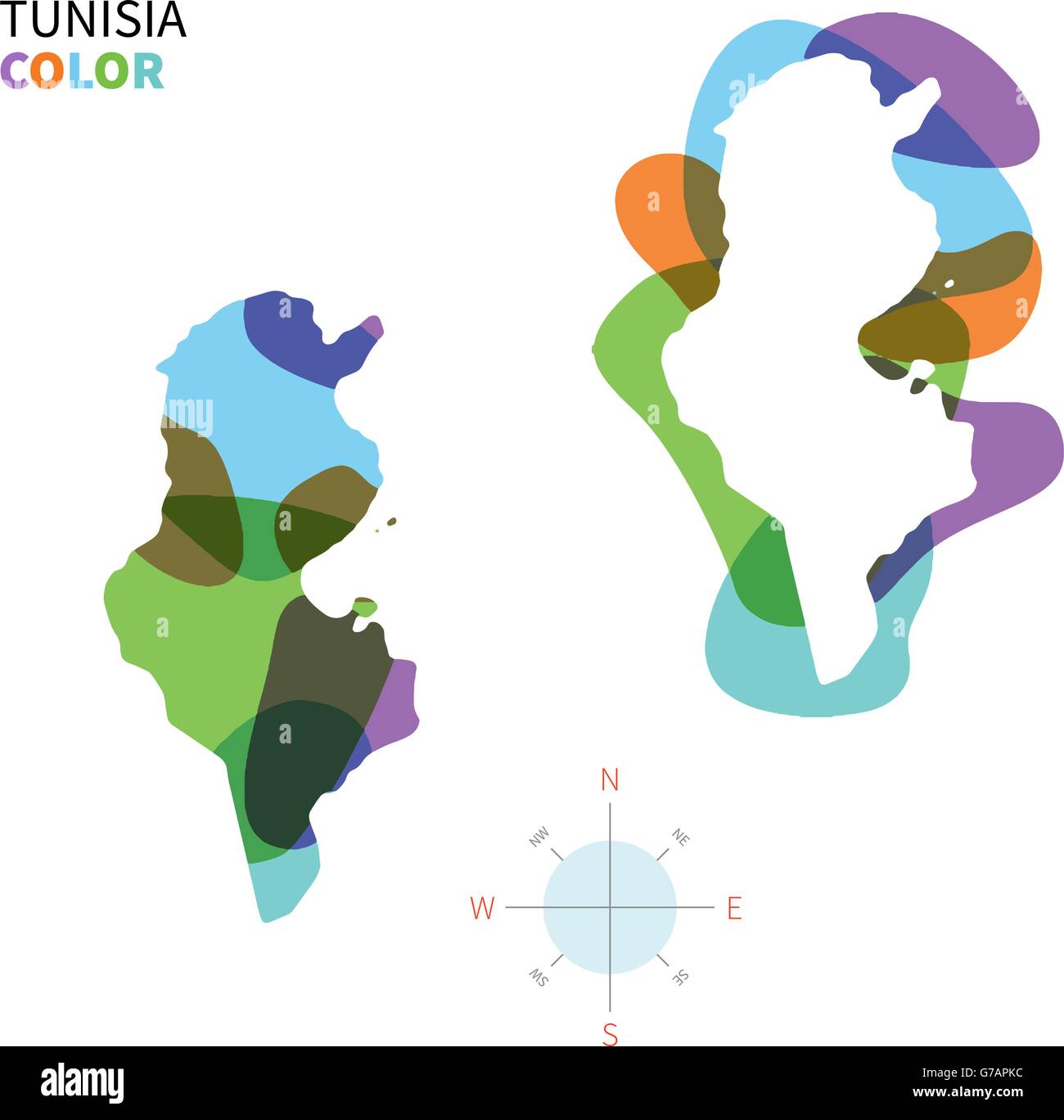 Abstract vector carte des couleurs de la Tunisie Illustration de Vecteur