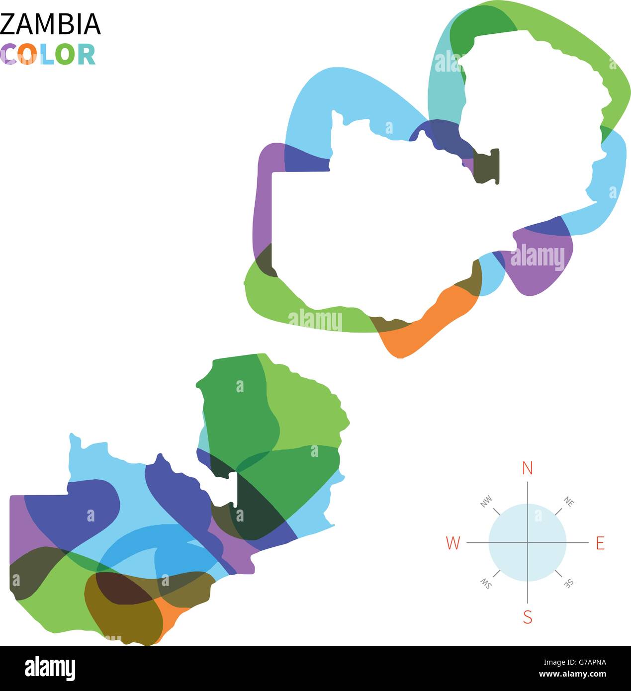 Abstract vector carte des couleurs de la Zambie Illustration de Vecteur