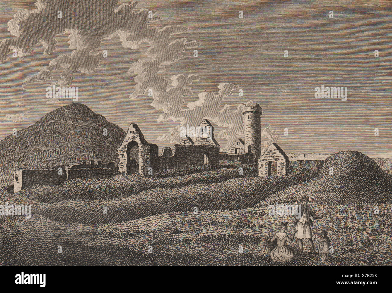 Château de Peel. St Patrick's Church. L'île de Man. Planche 2. GROSE, old print 1776 Banque D'Images