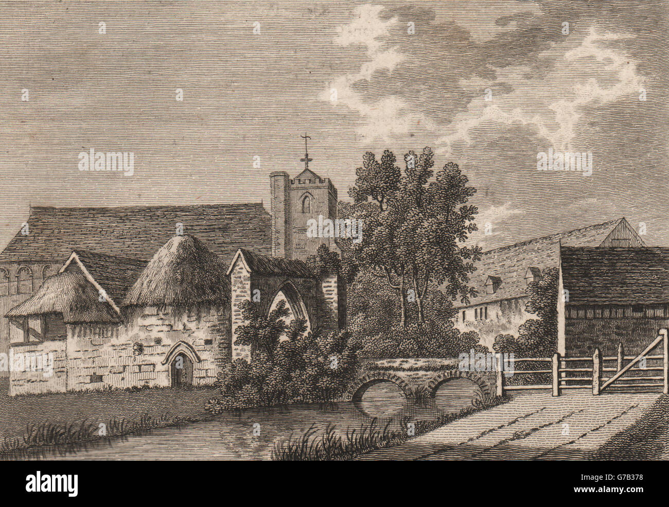 L'abbaye de Waltham, Essex. GROSE, antique print 1776 Banque D'Images