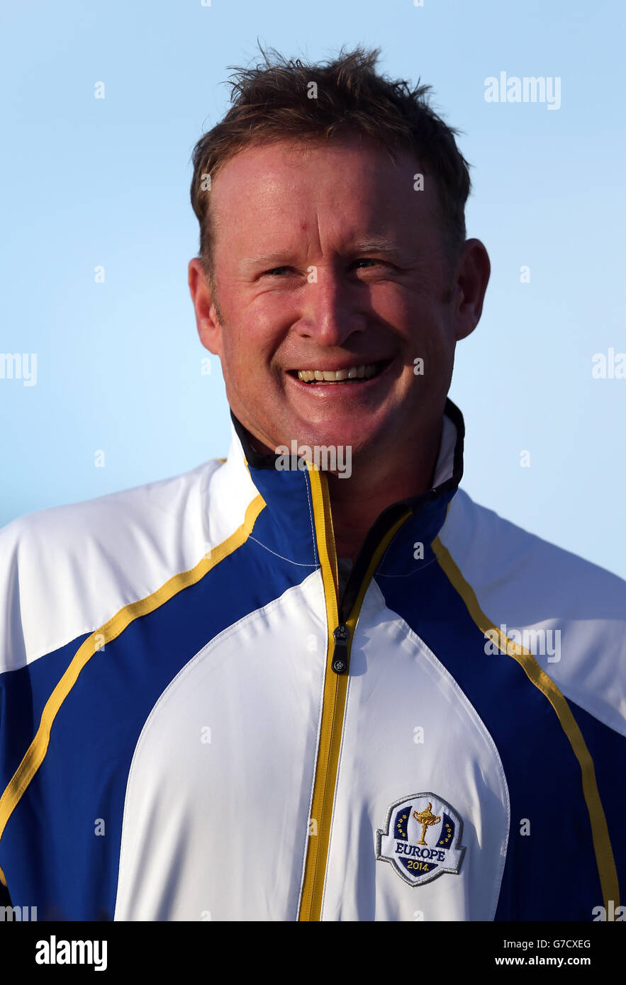 Golf - 40ème Ryder Cup - entraînement le jour 1 - Gleneagles. Jamie Donaldson, de l'Europe Banque D'Images