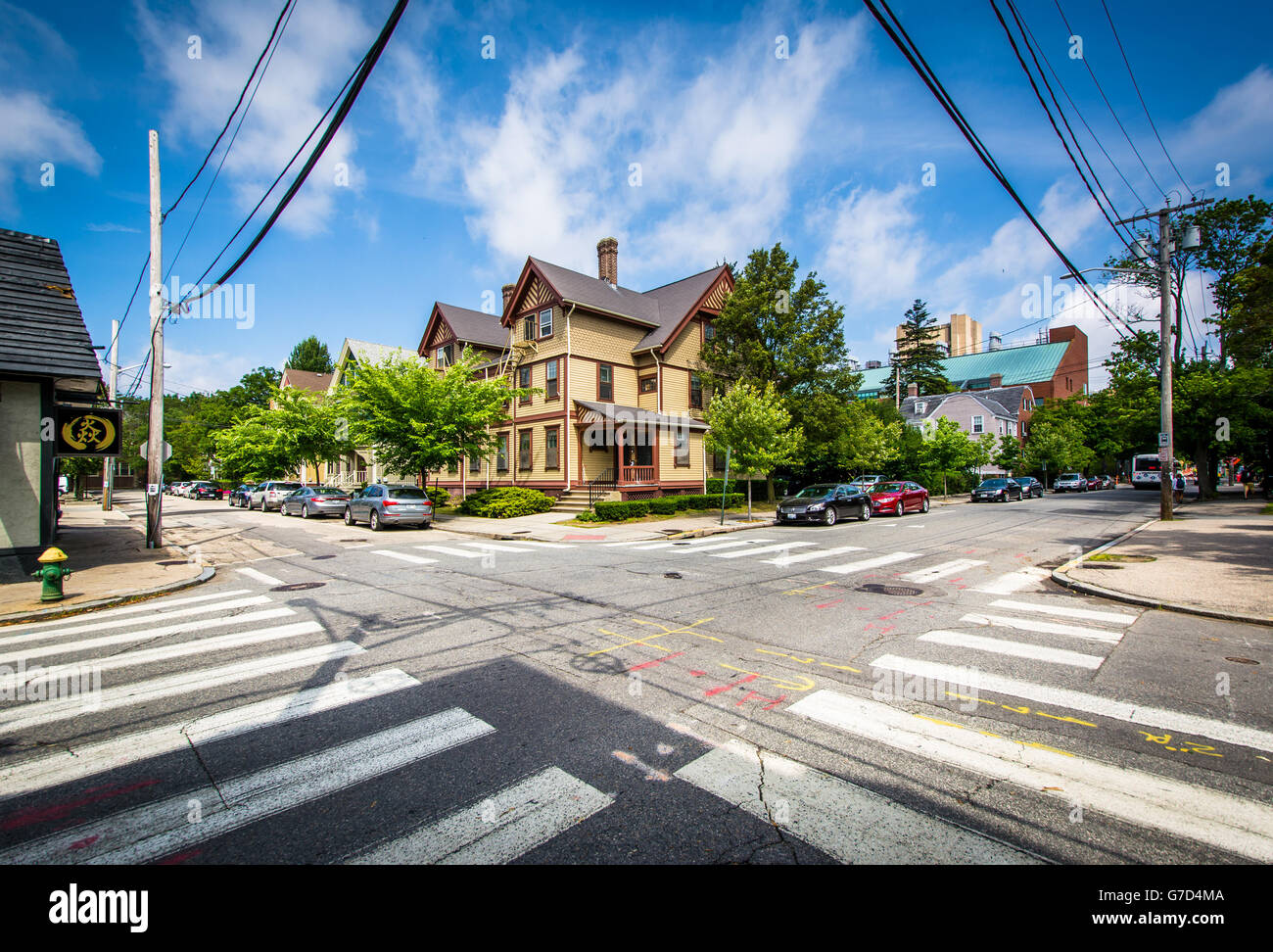 Une intersection de College Hill, Providence, Rhode Island. Banque D'Images