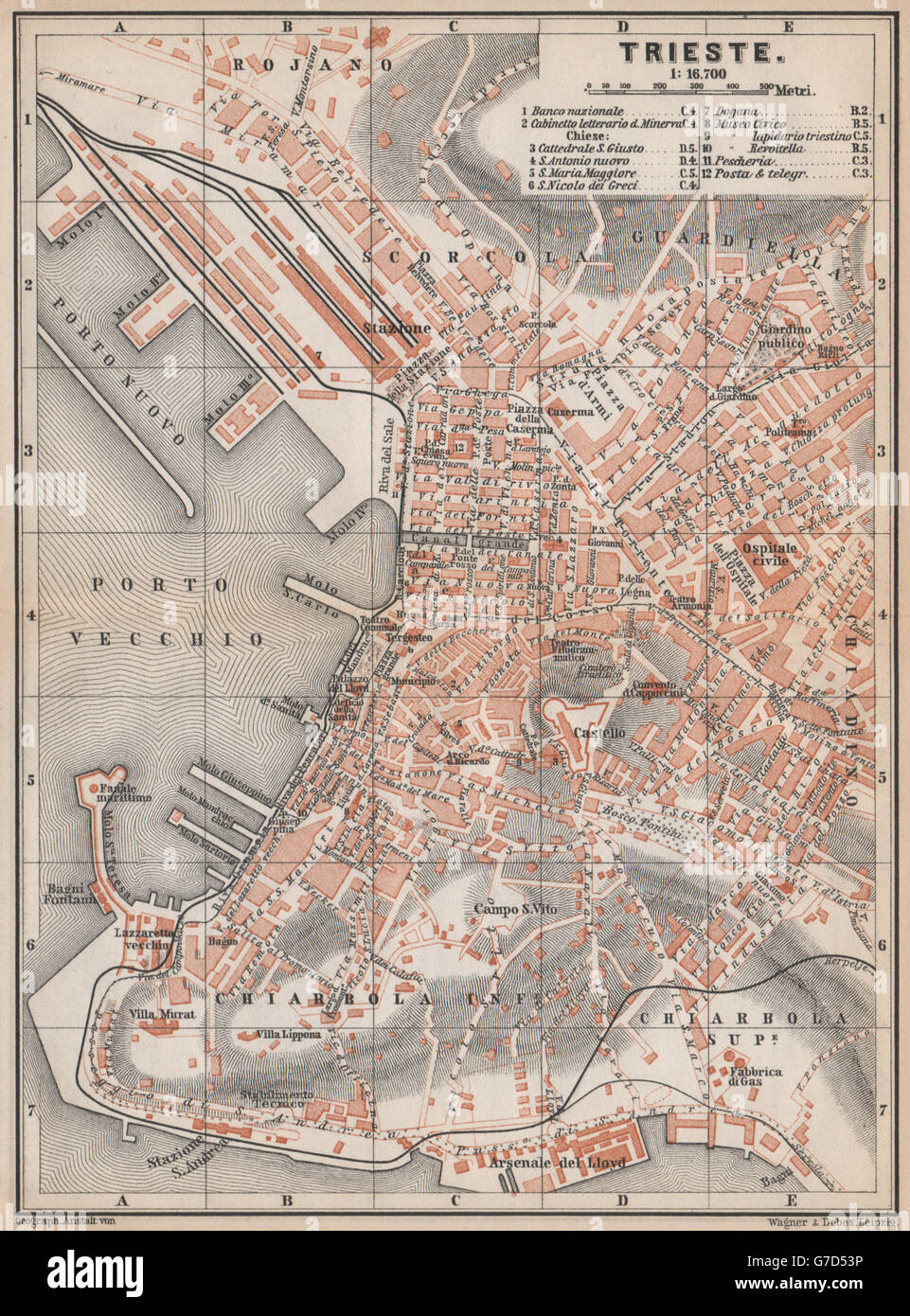 TRIESTE / TRST town city plan piano urbanistico. Italie Italia mappa, 1896 Banque D'Images