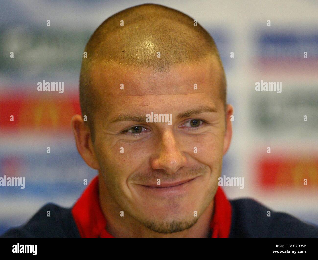 Le capitaine d'Angleterre David Beckham lors d'une conférence de presse à Old Trafford, Manchester, avant leurs matchs contre le pays de Galles, samedi, et l'Azerbaïdjan, mercredi semaine. Banque D'Images