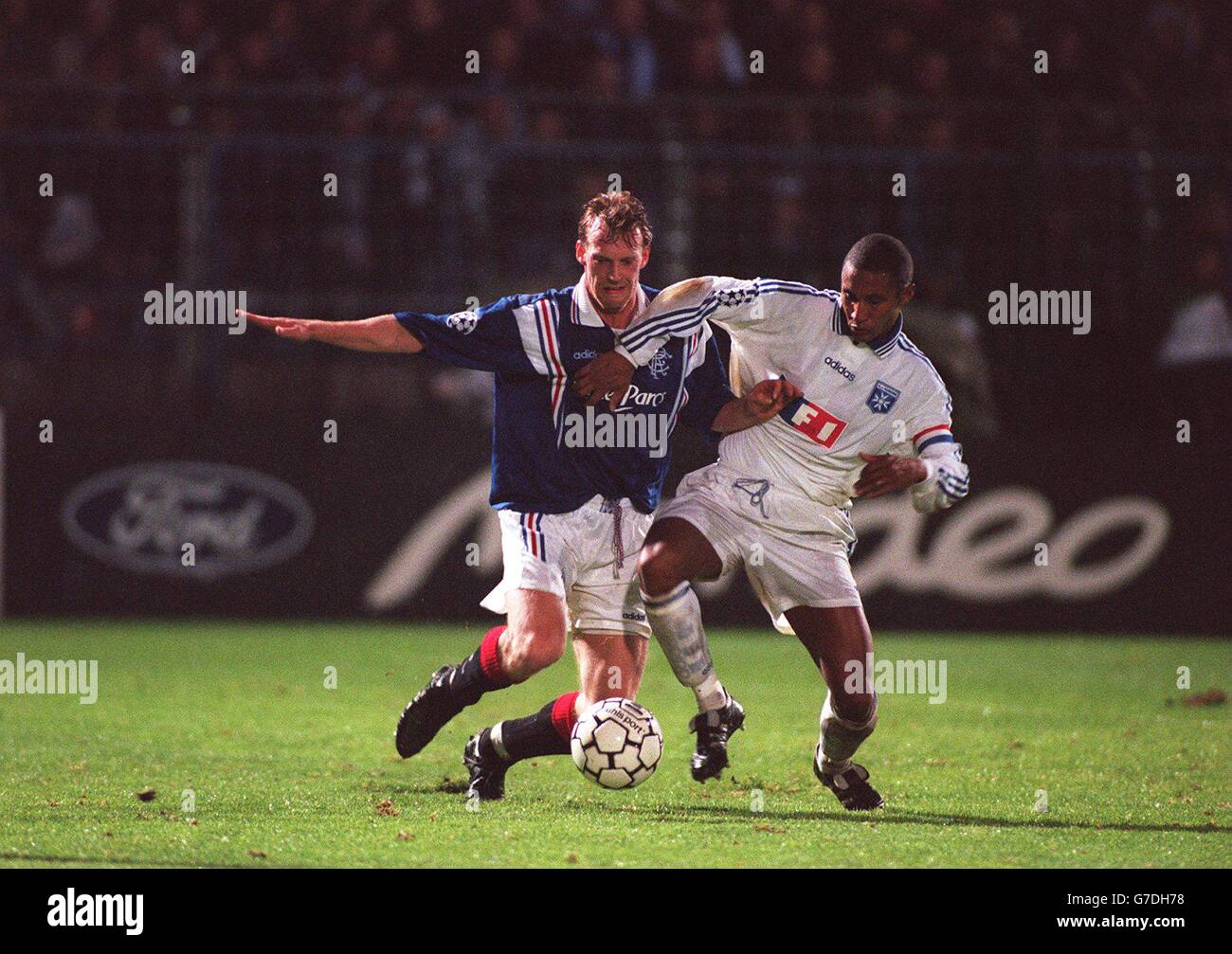 Le soccer ... Ligue des Champions ... AJ Auxerre v Rangers Banque D'Images