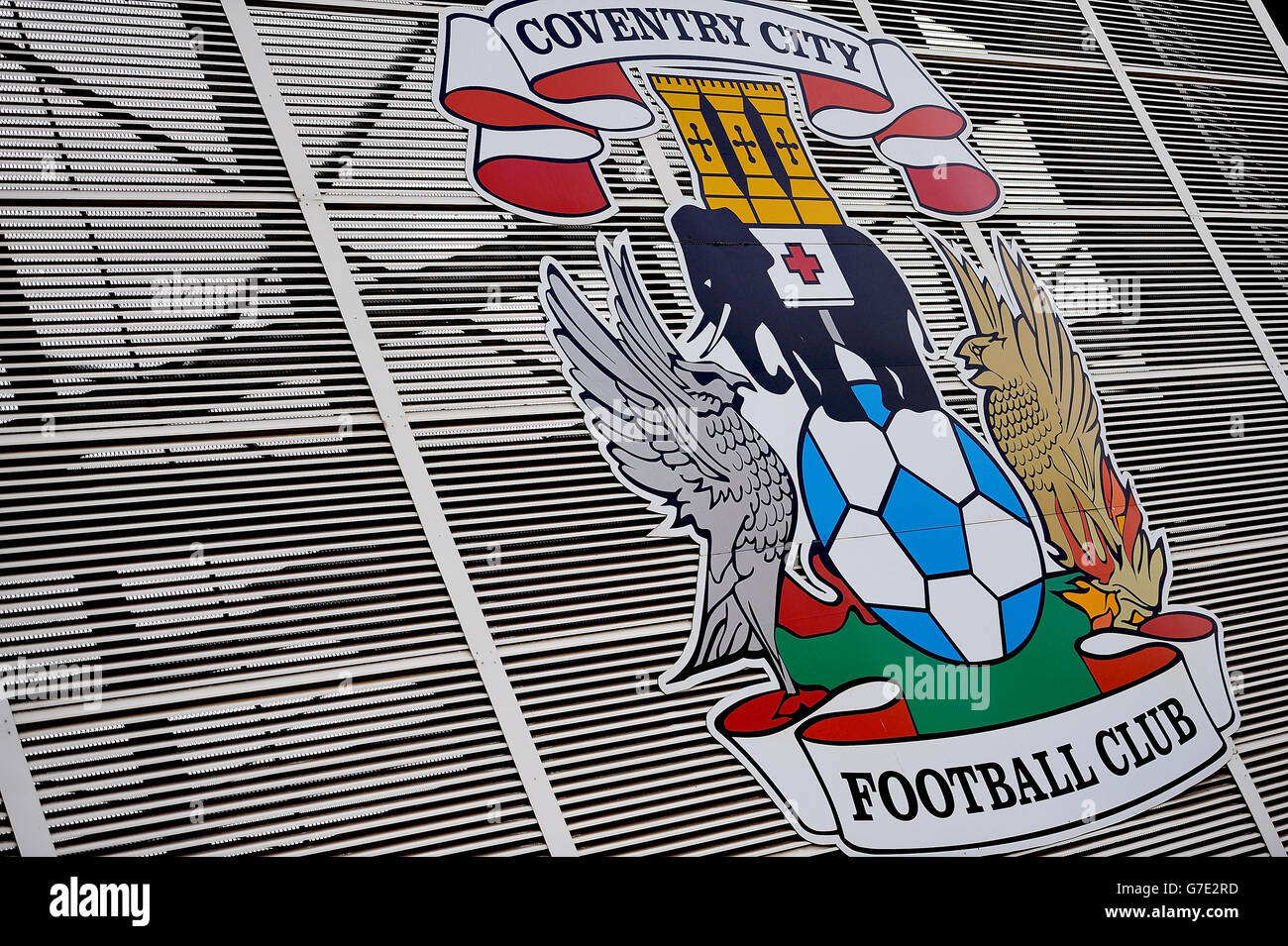 Football - Sky Bet League One - Coventry City / Bristol City - Ricoh Arena. L'emblème de la ville de Coventry à l'extérieur de la Ricoh Arena Banque D'Images
